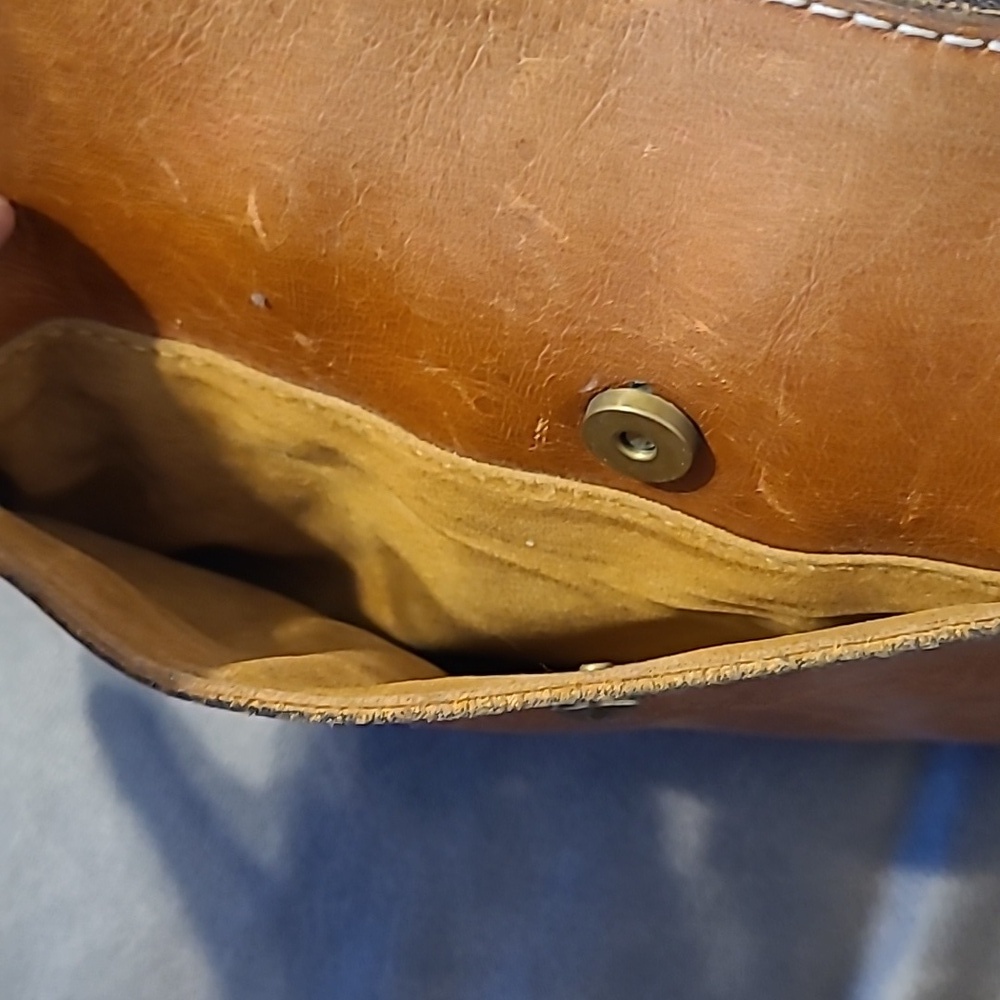 Patricia Nash Avelino Smooth Italian Leather Cognac Crossbody Handbag Purse - Picture 8 of 16